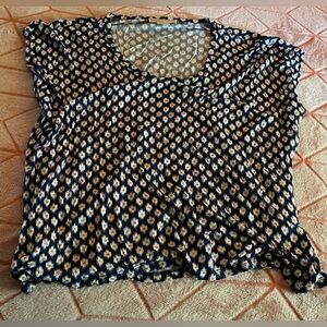 🪬 MICHAEL Michael Kors Navy and Cream Patterned Blouse 🪬